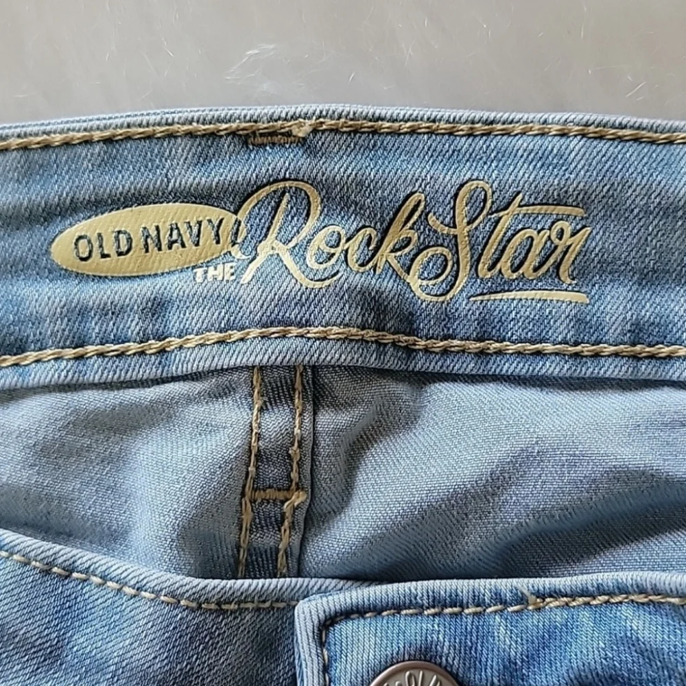 OLD NAVY The Rock‎ Star Light Wash Skinny Distressed Destroyed Stretch Jeans 6L